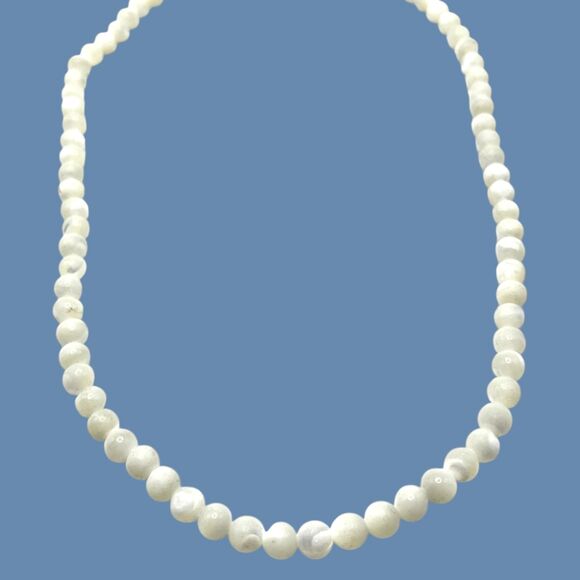 Vintage Mother of Pearl Necklace Balamuti Nacre Beads MOP 20" Natural Minimalist - Picture 4 of 9